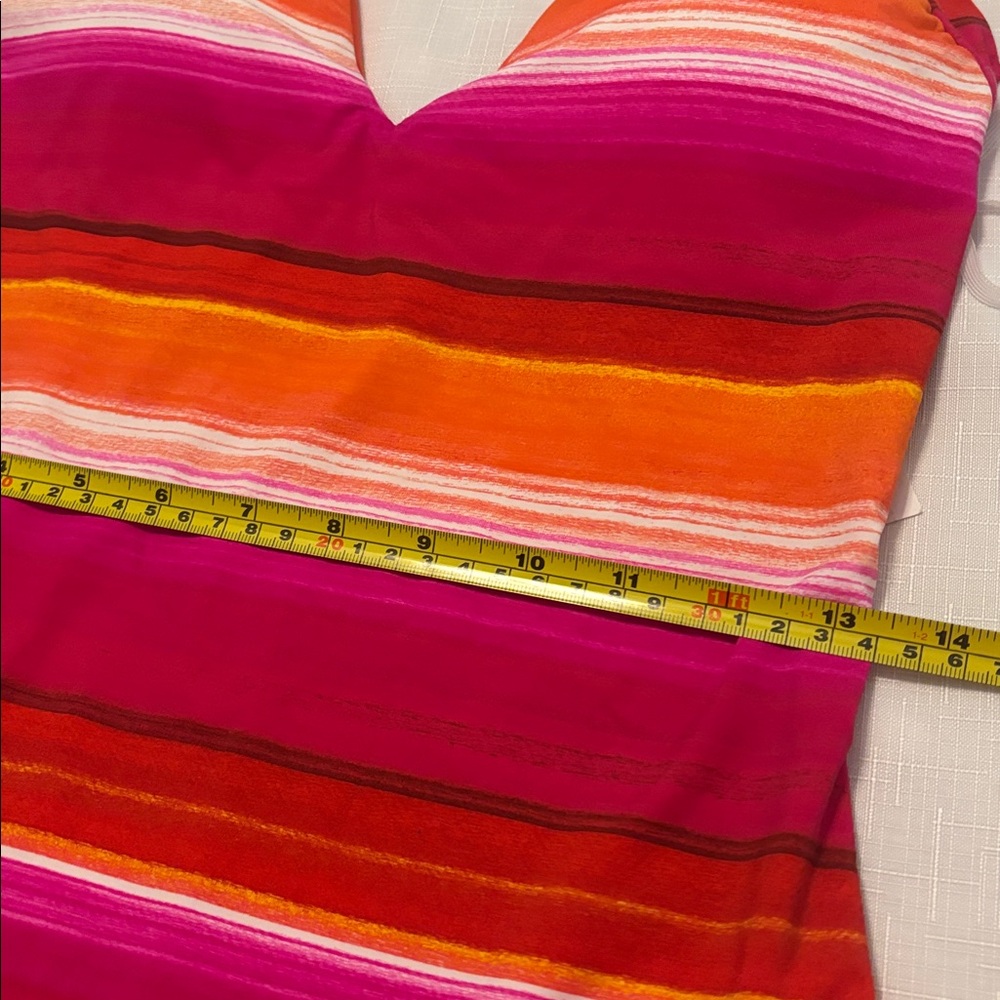 Trina Turk Solstice Pink Multi Halter Plunge Striped One Piece  SZ 14 vacay NWT - Picture 9 of 14